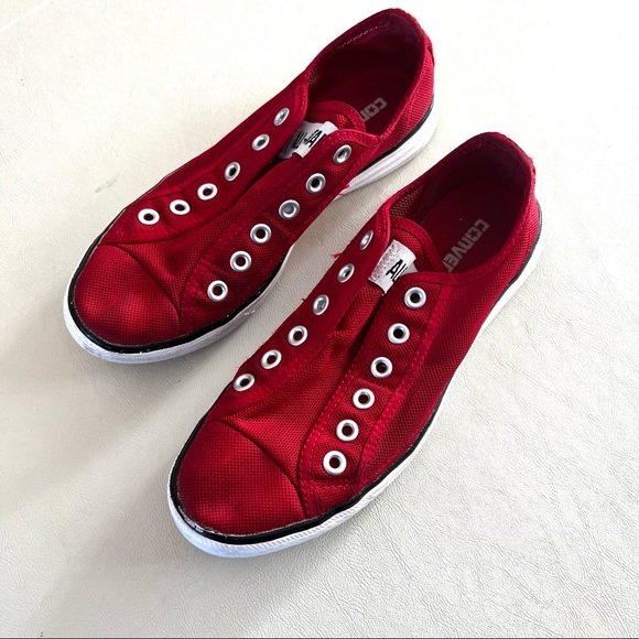 Vans Shoes - Vans Red Mesh Slip-On Sneakers
